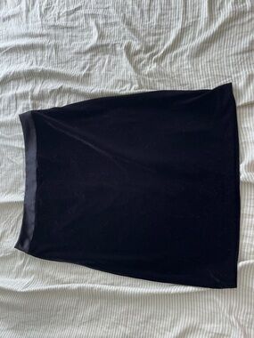JS Collections Black Velvet Pencil Skirt with Satin Waistband